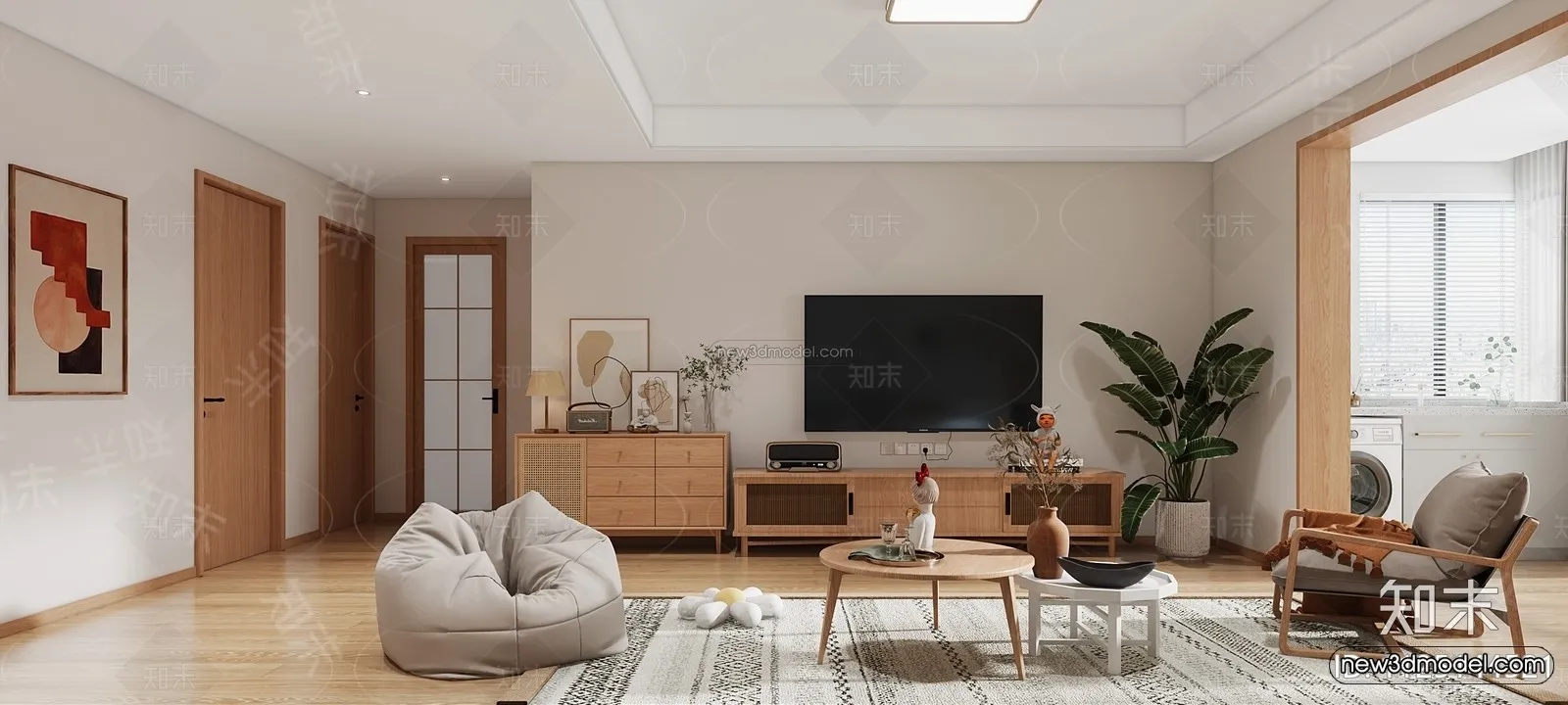 Nordic Style Interior 3D Blocks - Living Room 3D Model - 119