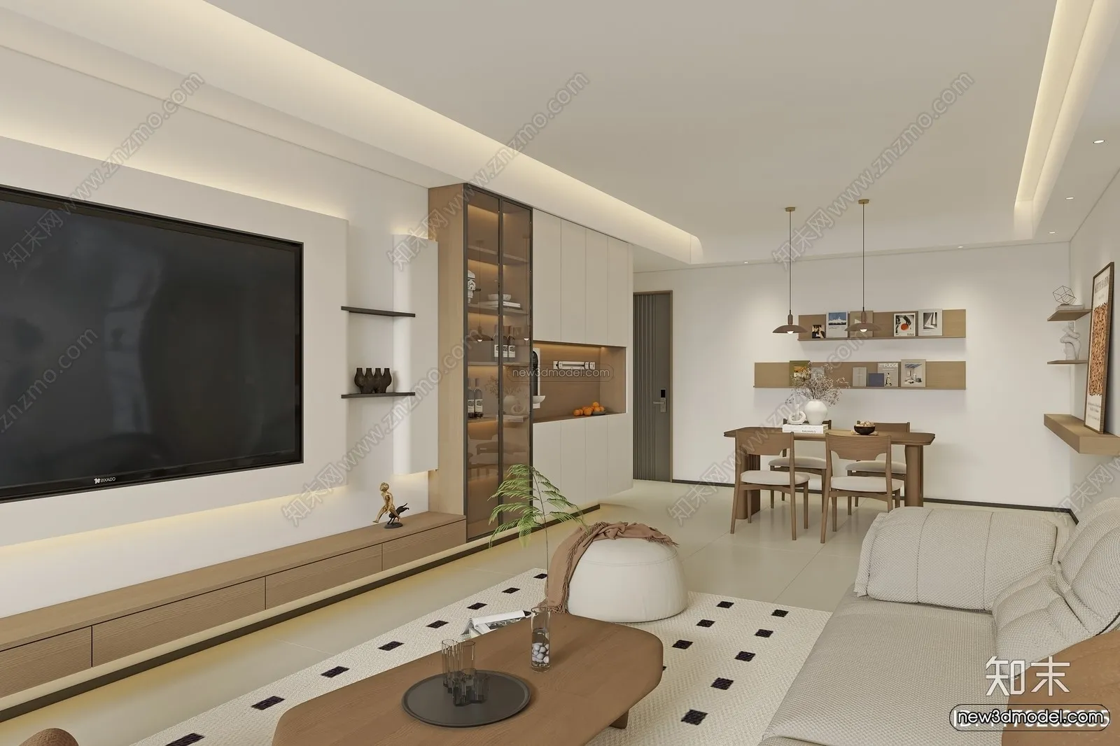 Nordic Style Interior 3D Blocks - Living Room 3D Model - 123