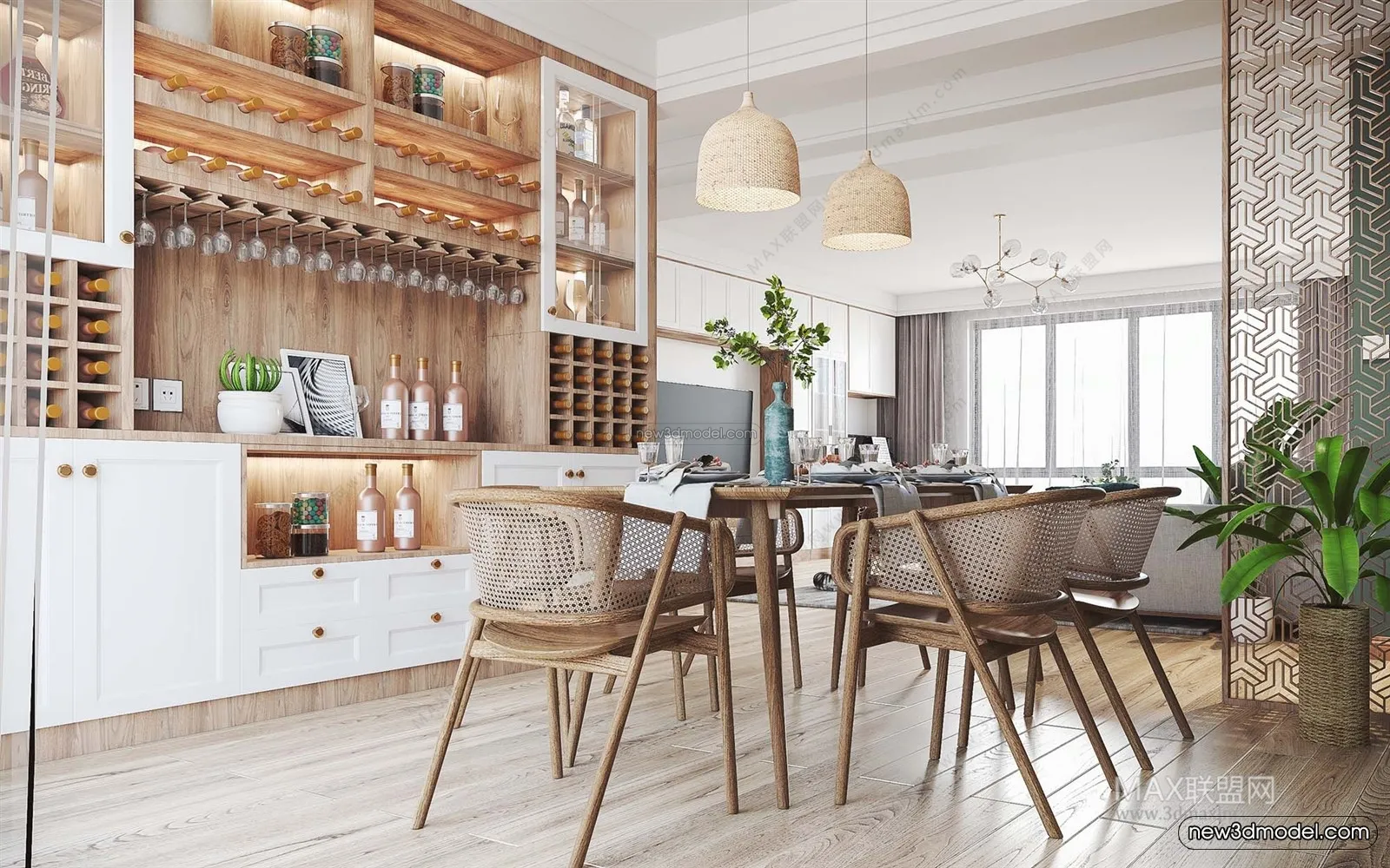 Nordic Style Interior 3D Blocks - Living Room 3D Model - 124