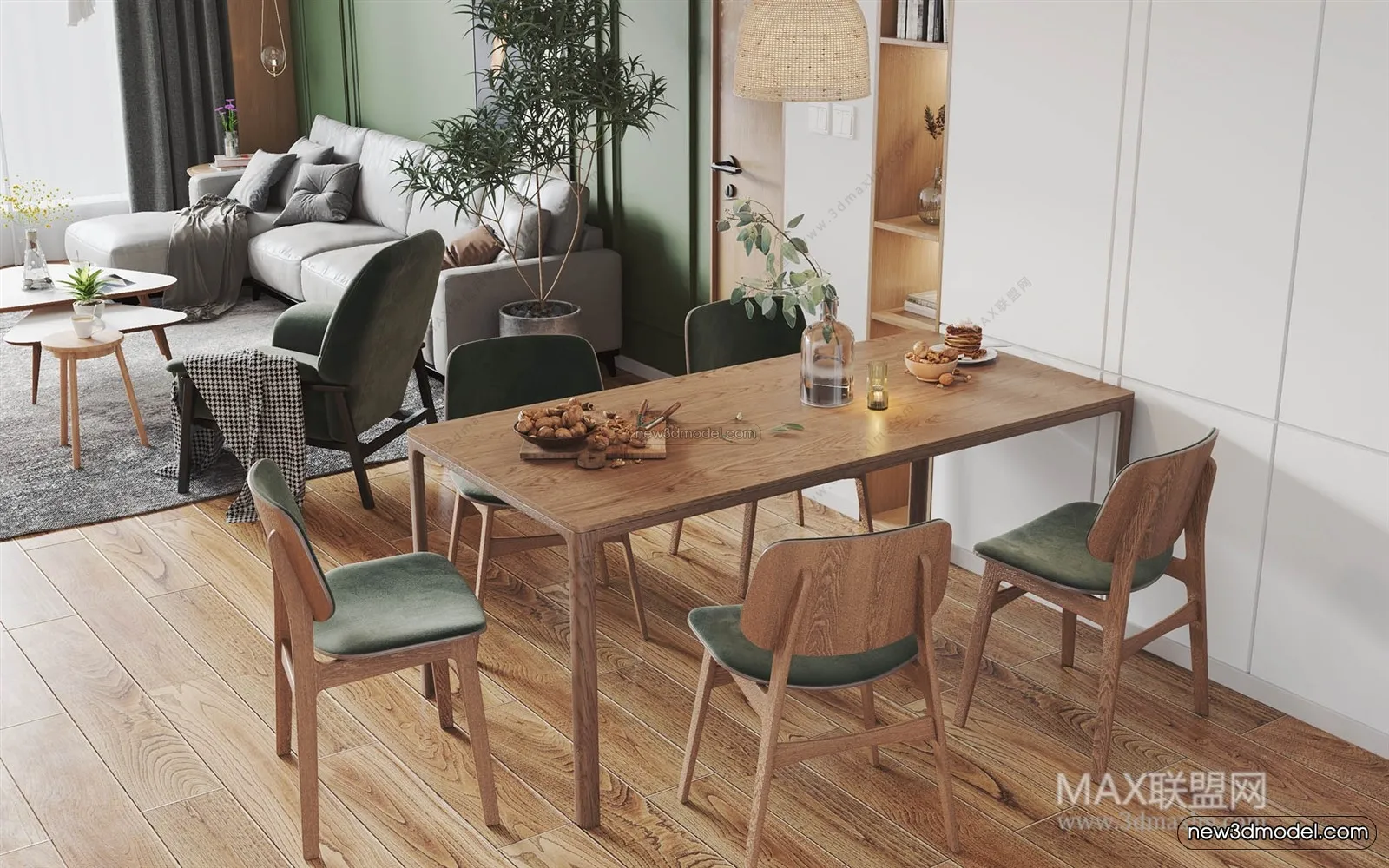 Nordic Style Interior 3D Blocks - Living Room 3D Model - 128