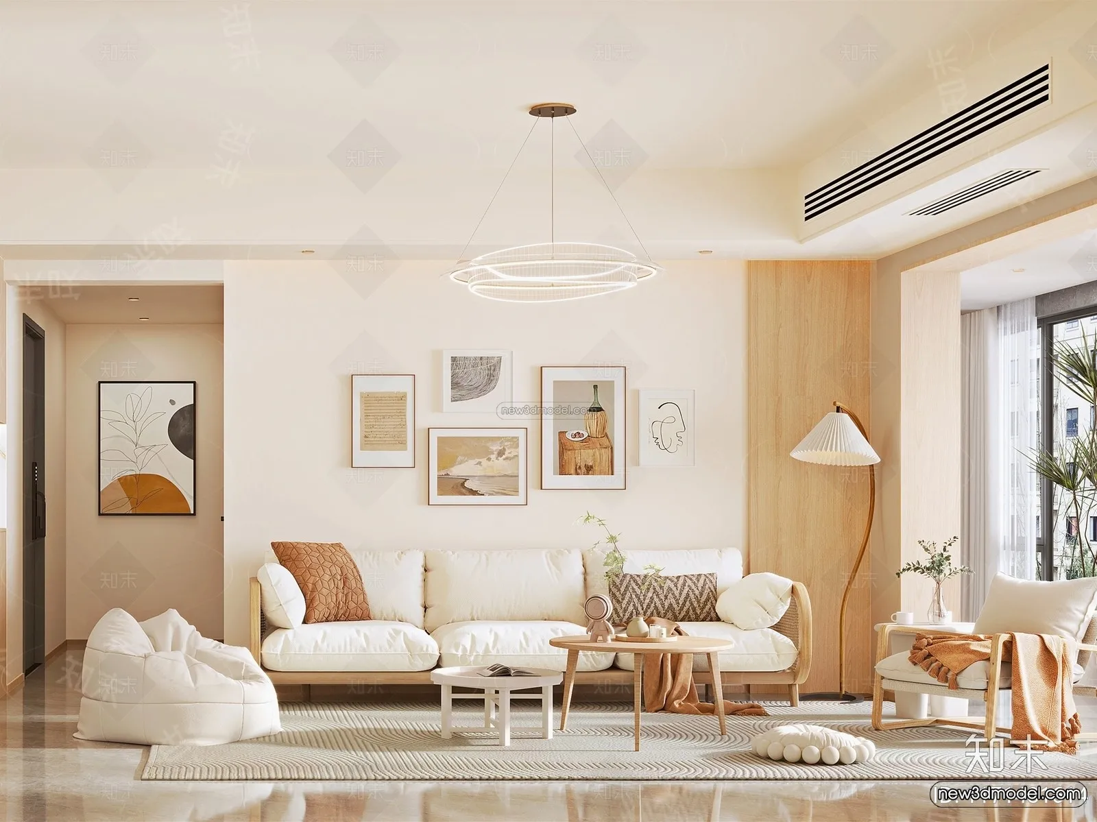 Nordic Style Interior 3D Blocks - Living Room 3D Model - 134