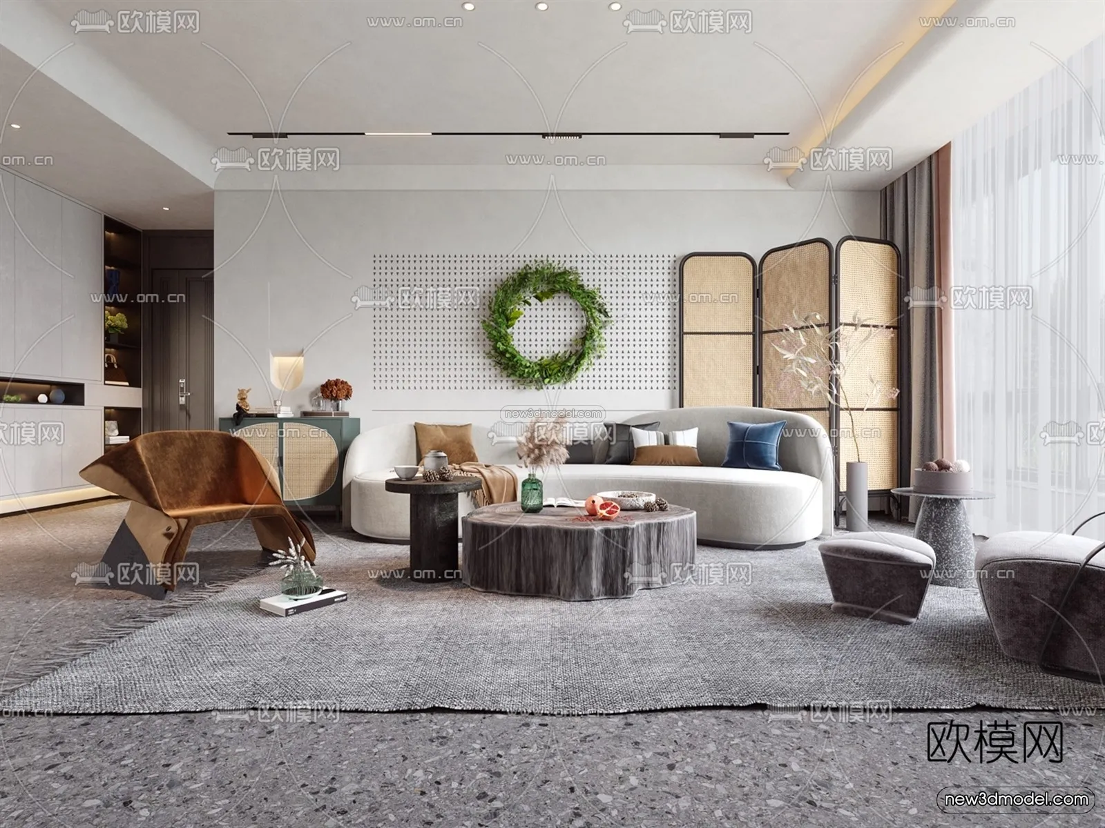 Nordic Style Interior 3D Blocks - Living Room 3D Model - 138