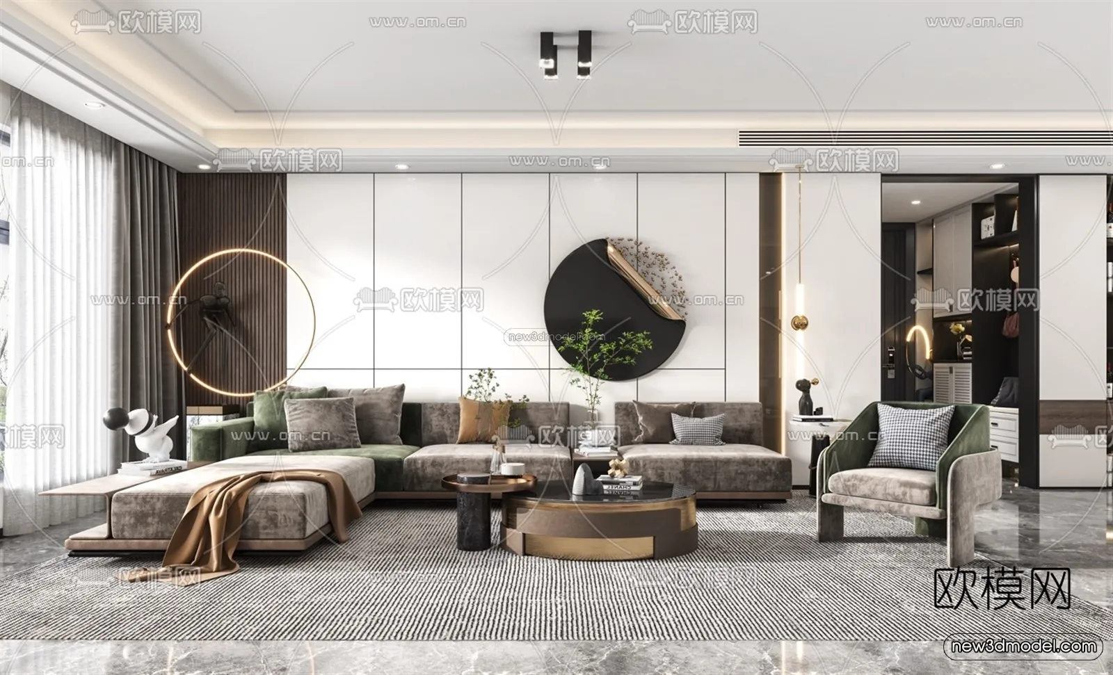 Nordic Style Interior 3D Blocks - Living Room 3D Model - 139