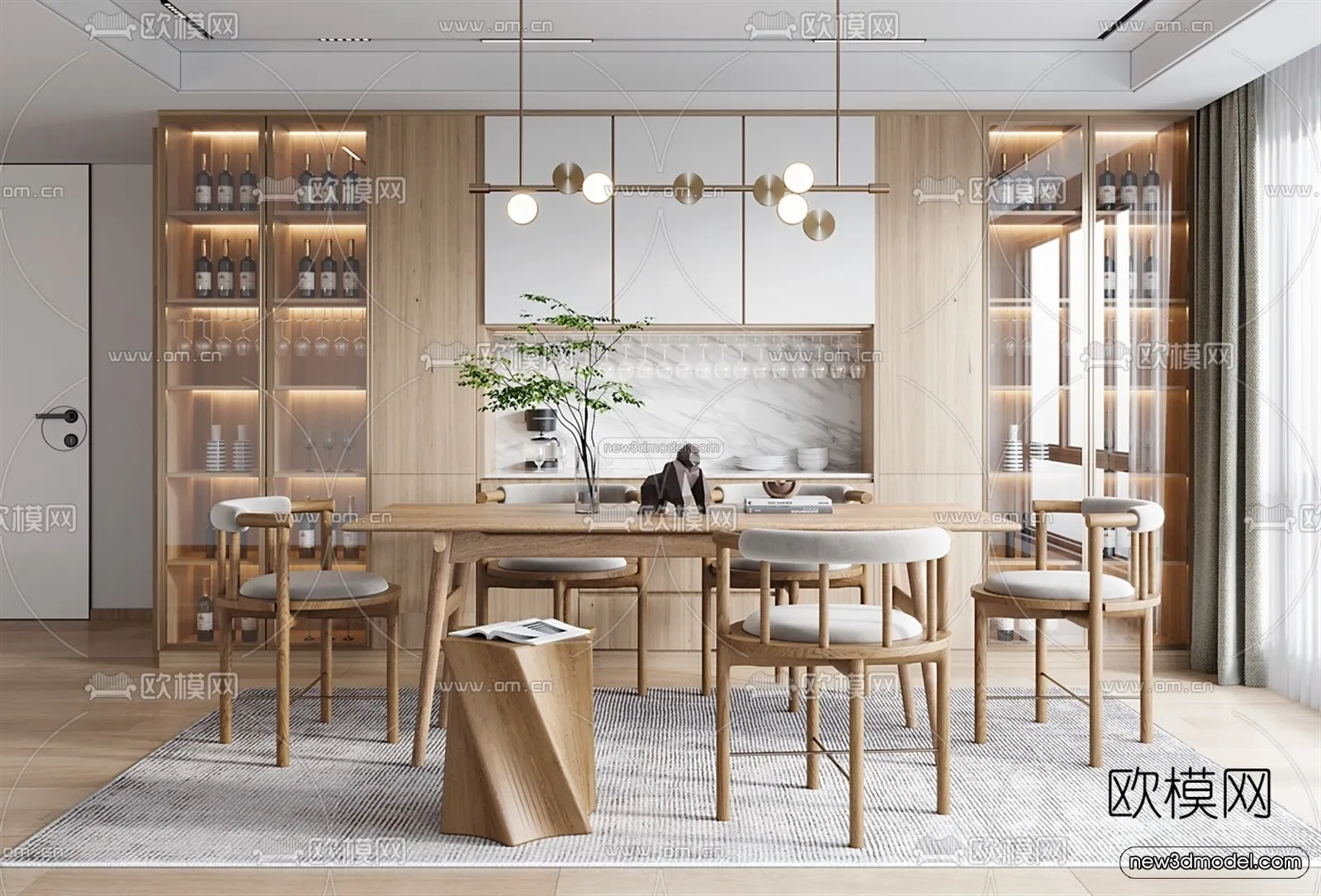 Nordic Style Interior 3D Blocks - Living Room 3D Model - 140