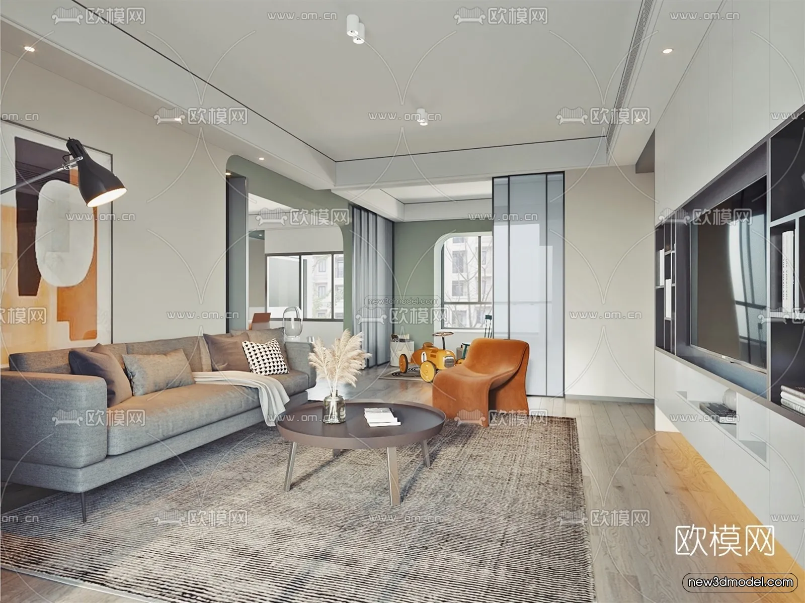 Nordic Style Interior 3D Blocks - Living Room 3D Model - 144