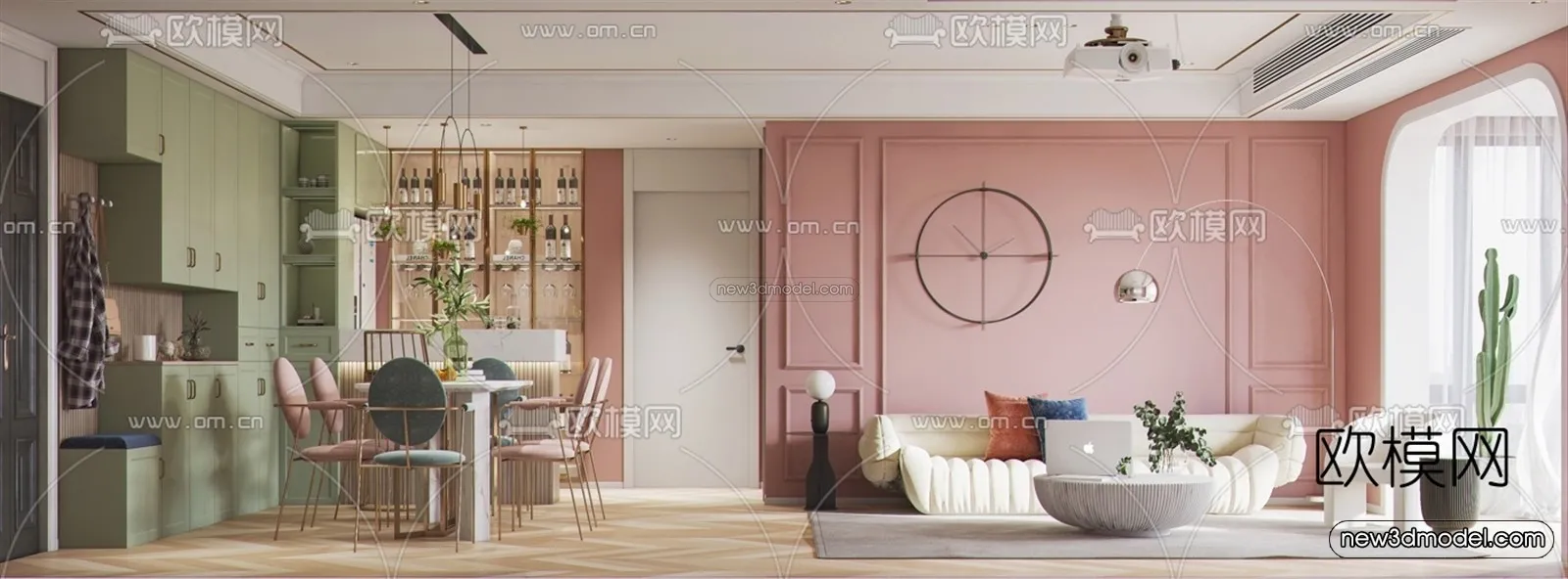 Nordic Style Interior 3D Blocks - Living Room 3D Model - 146