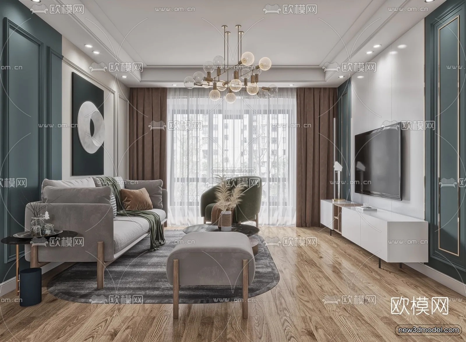 Nordic Style Interior 3D Blocks - Living Room 3D Model - 148