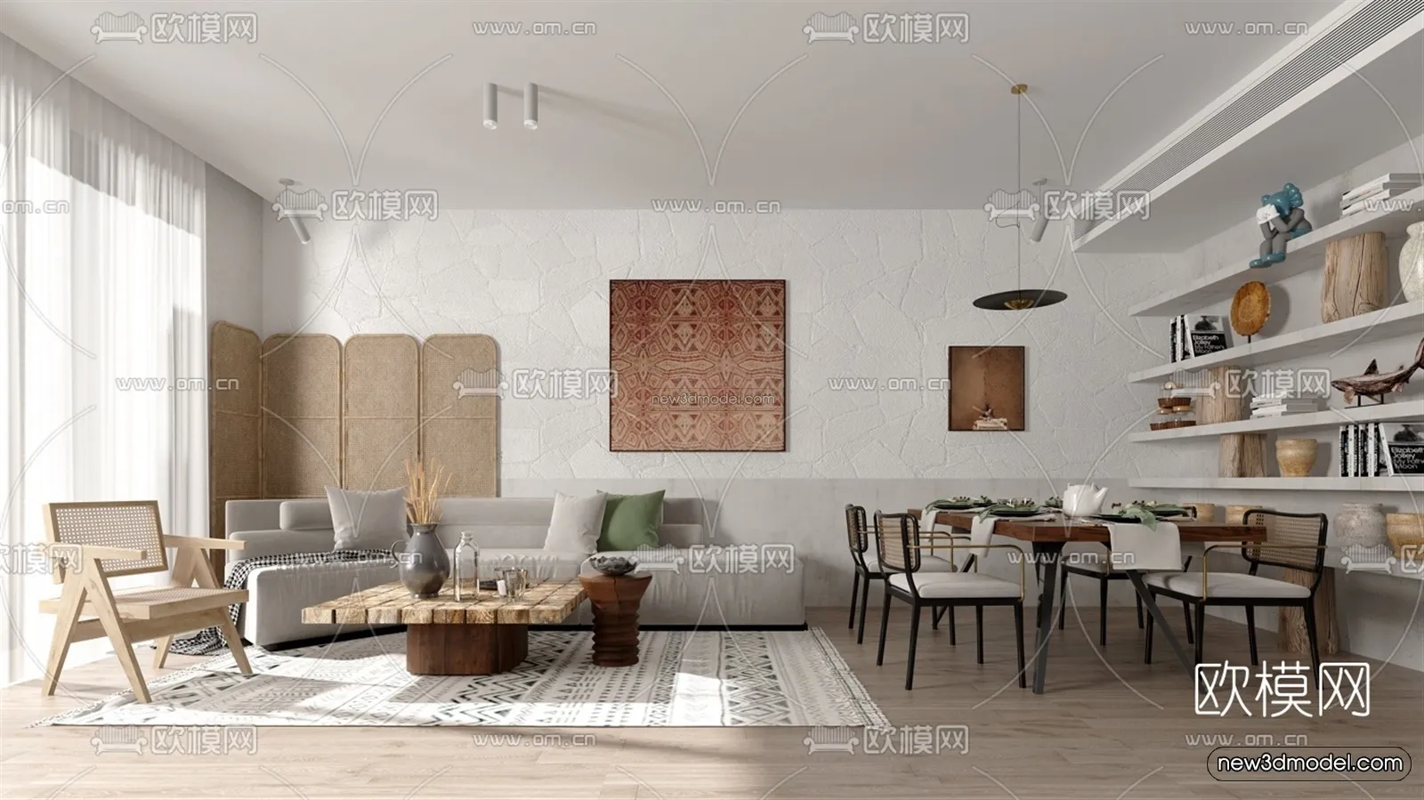 Nordic Style Interior 3D Blocks - Living Room 3D Model - 152