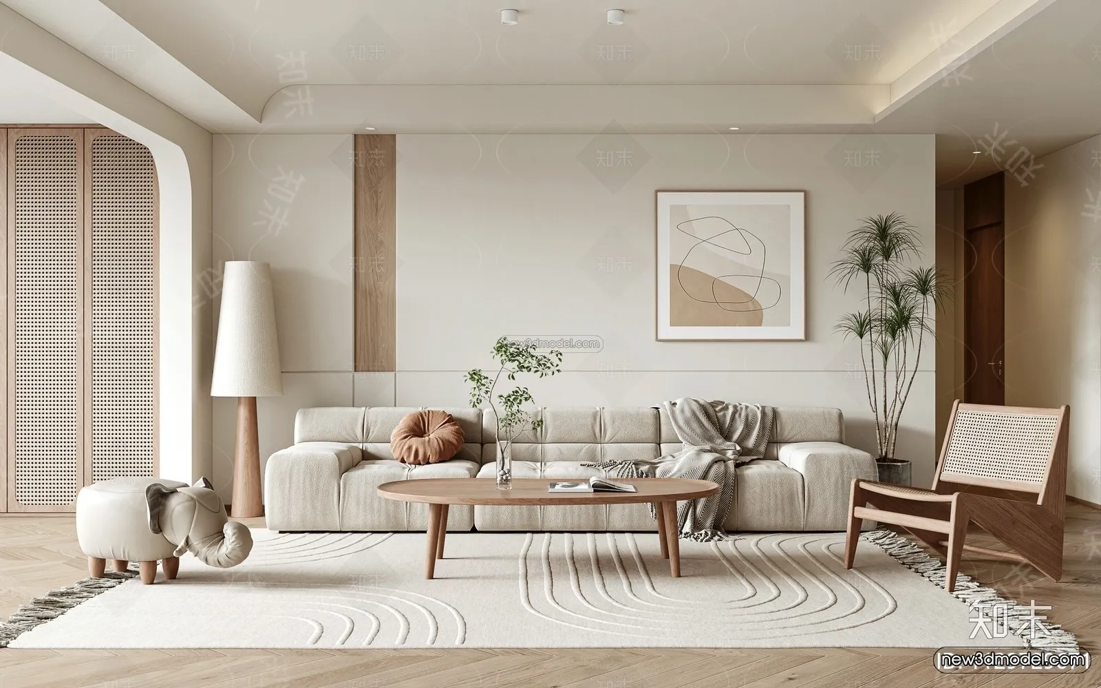 Nordic Style Interior 3D Blocks - Living Room 3D Model - 154