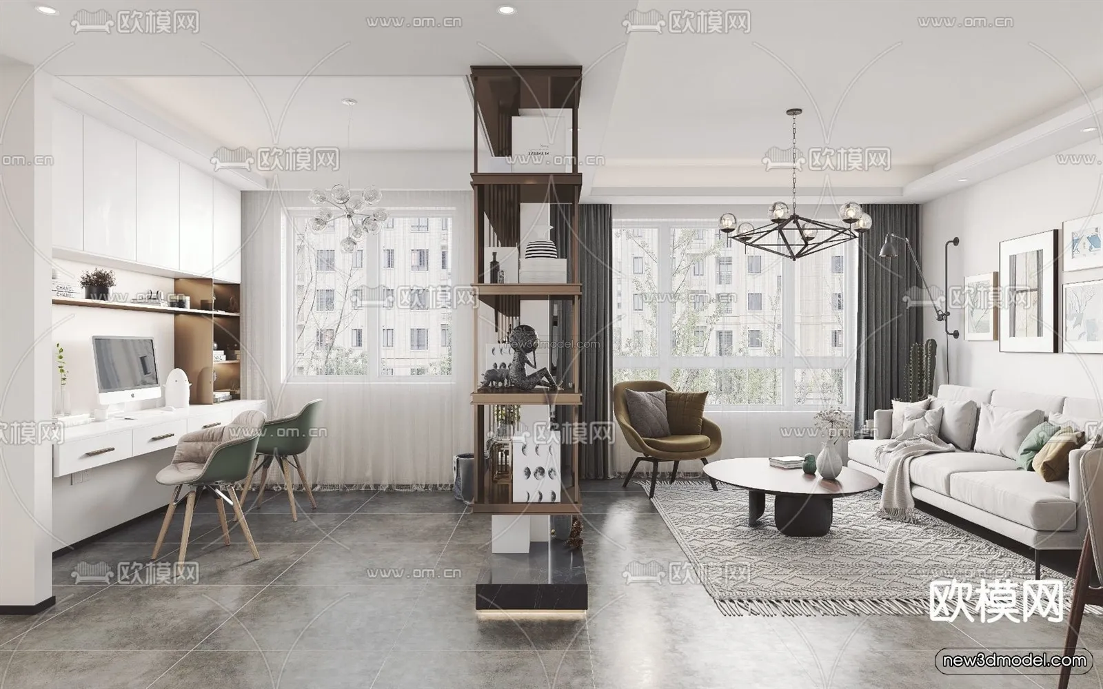 Nordic Style Interior 3D Blocks - Living Room 3D Model - 156