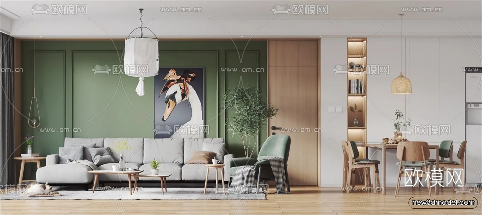 Nordic Style Interior 3D Blocks - Living Room 3D Model - 157