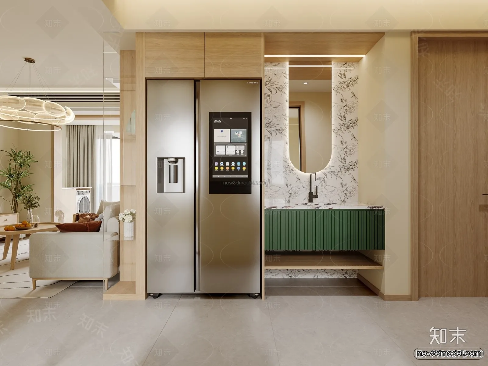 Nordic Style Interior 3D Blocks - Living Room 3D Model - 166