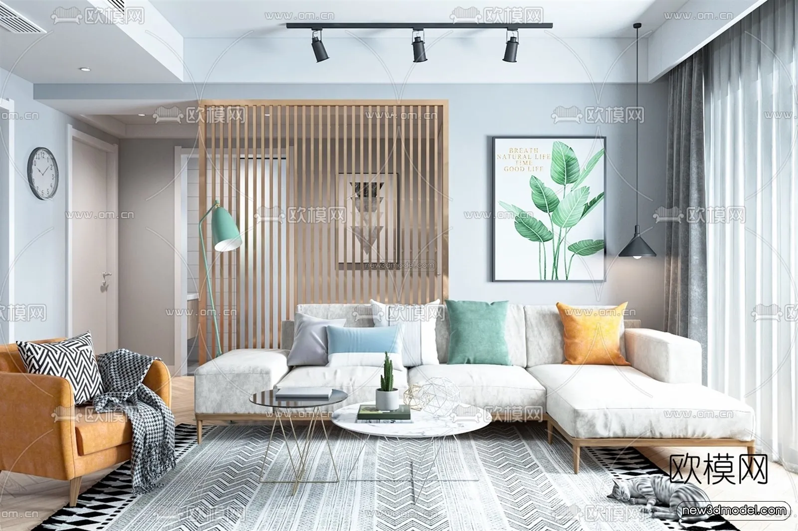 Nordic Style Interior 3D Blocks - Living Room 3D Model - 170