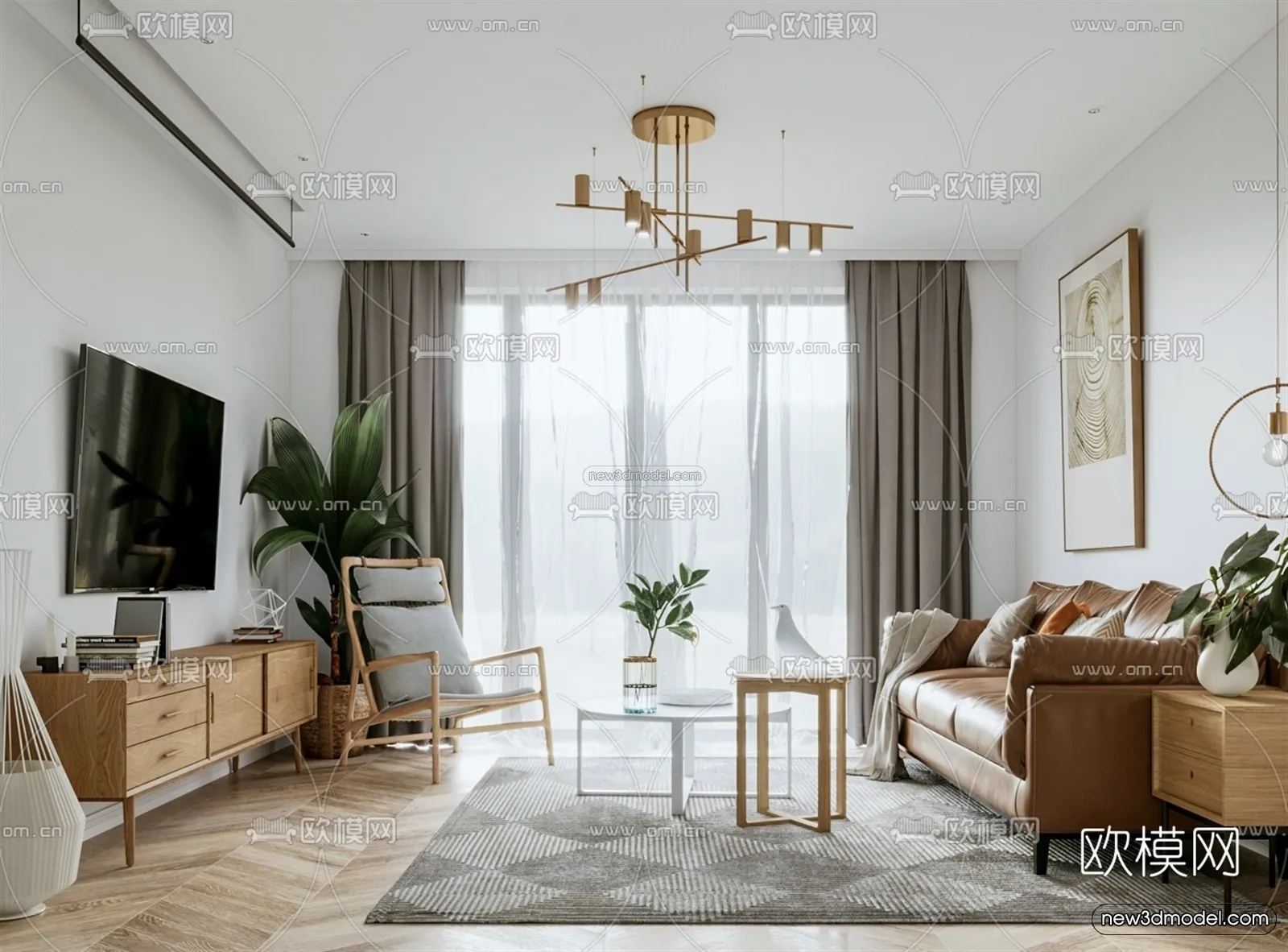 Nordic Style Interior 3D Blocks - Living Room 3D Model - 178