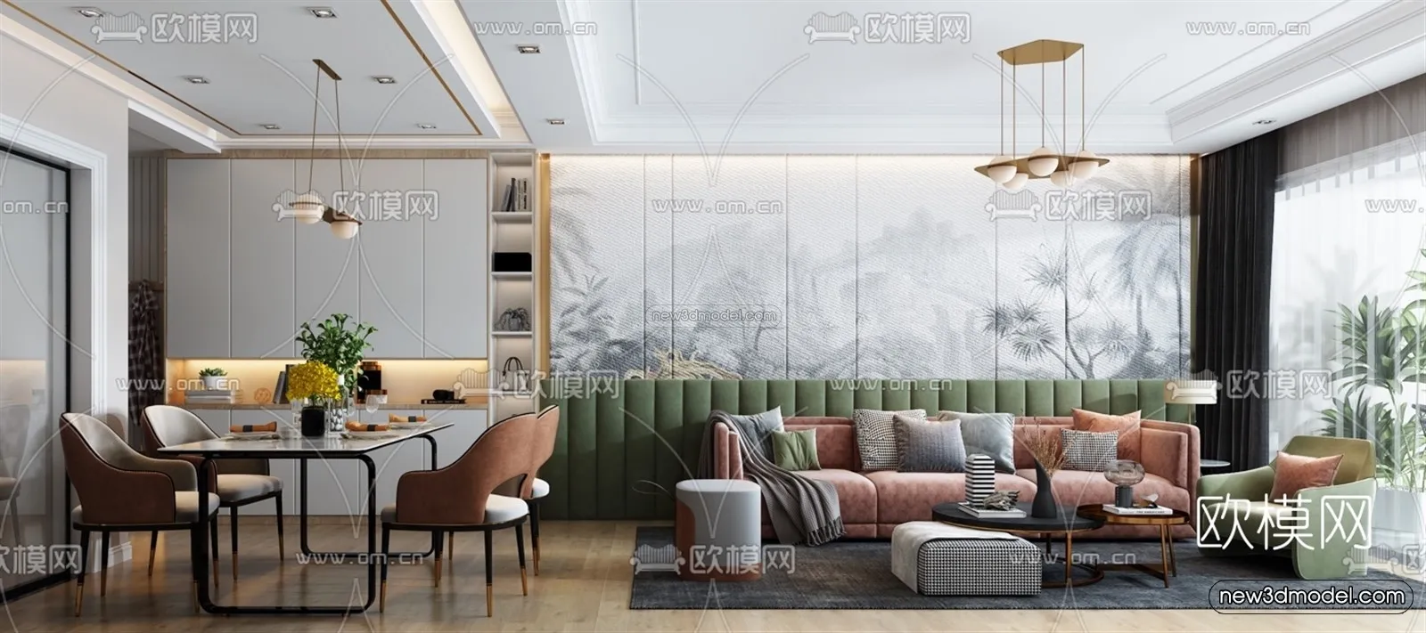 Nordic Style Interior 3D Blocks - Living Room 3D Model - 185