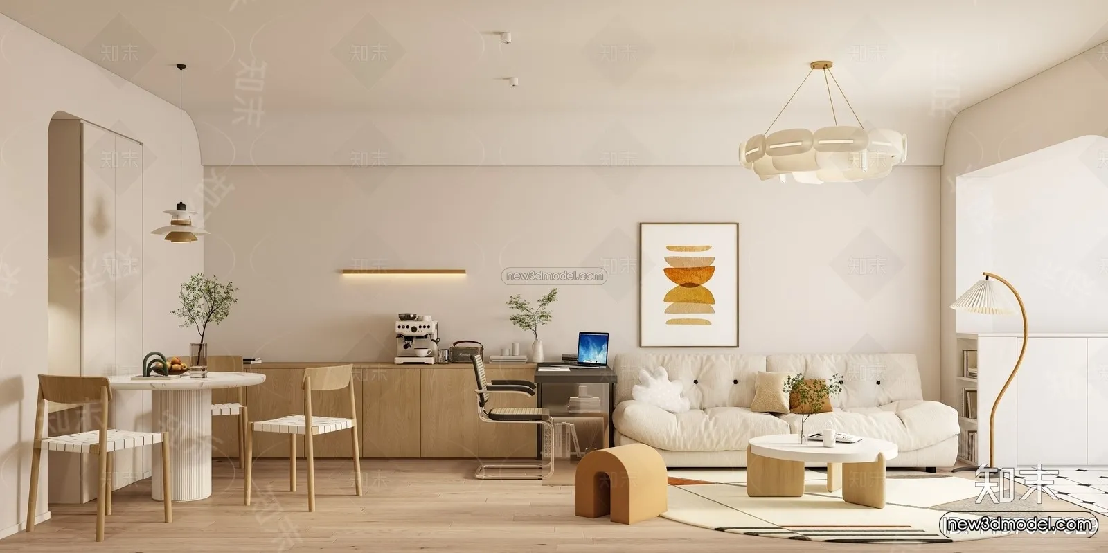 Nordic Style Interior 3D Blocks - Living Room 3D Model - 188