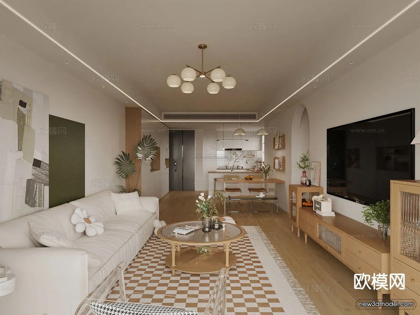 Nordic Style Interior 3D Blocks - Living Room 3D Model - 189