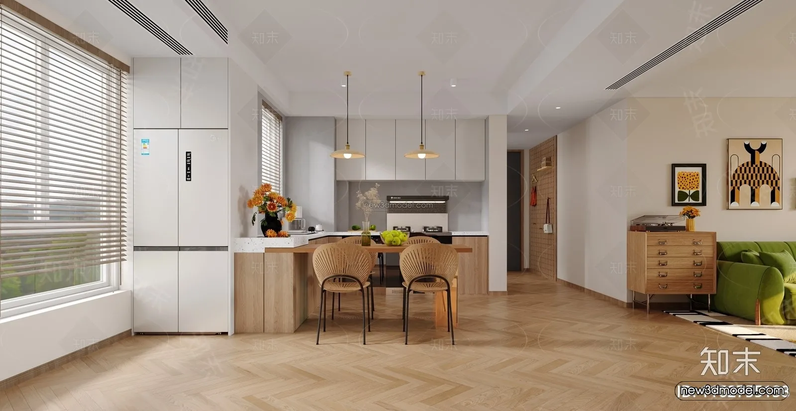 Nordic Style Interior 3D Blocks - Living Room 3D Model - 193