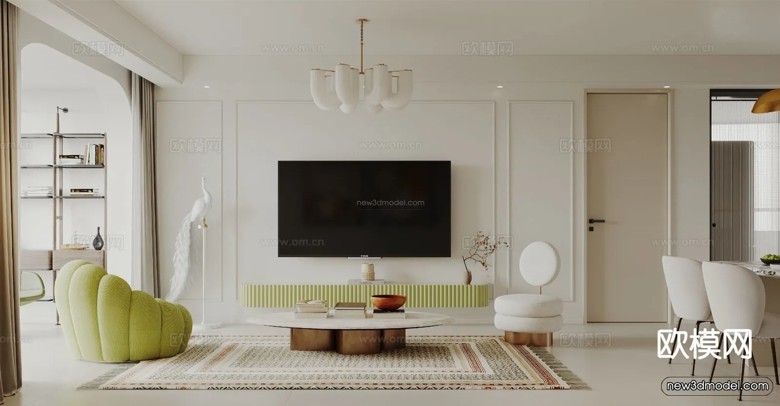 Nordic Style Interior 3D Blocks - Living Room 3D Model - 194