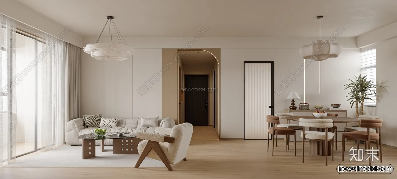 Nordic Style Interior 3D Blocks - Living Room 3D Model - 197