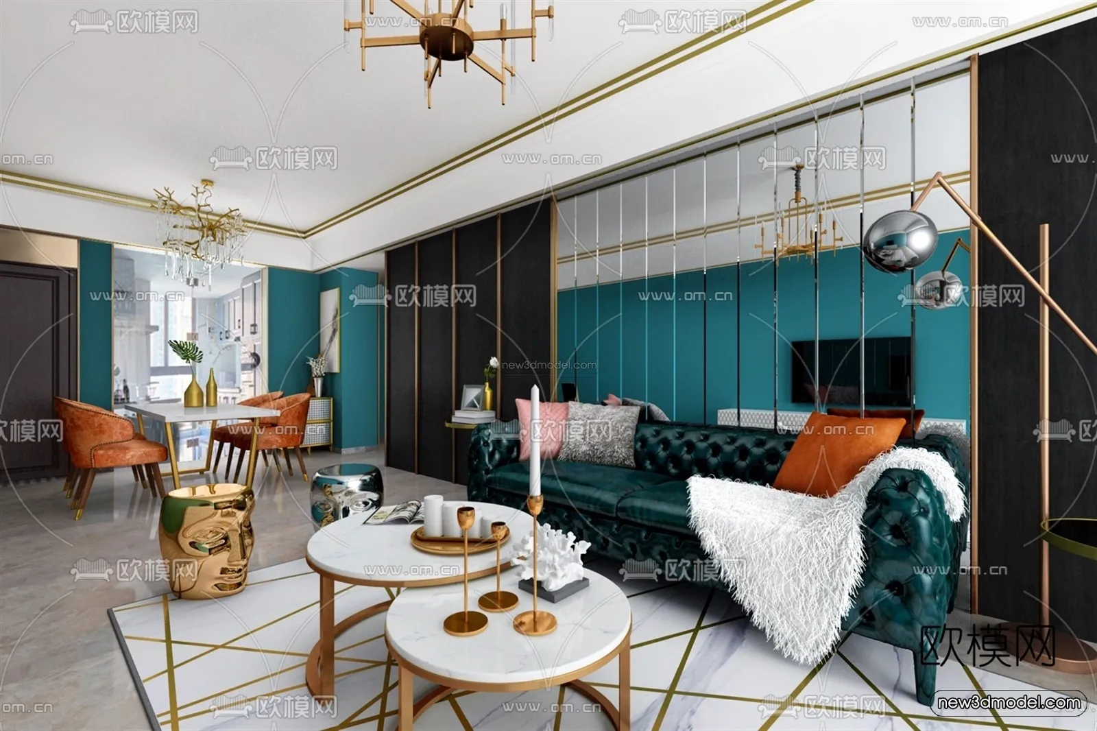 Nordic Style Interior 3D Blocks - Living Room 3D Model - 211