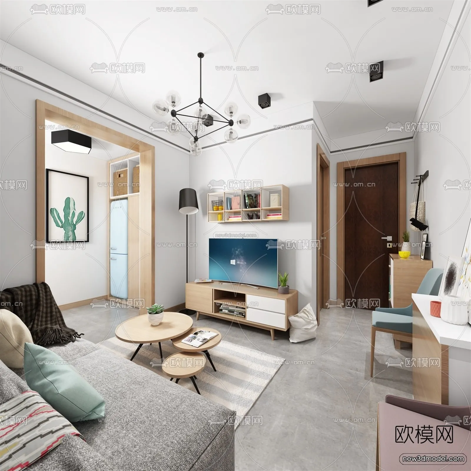 Nordic Style Interior 3D Blocks - Living Room 3D Model - 218