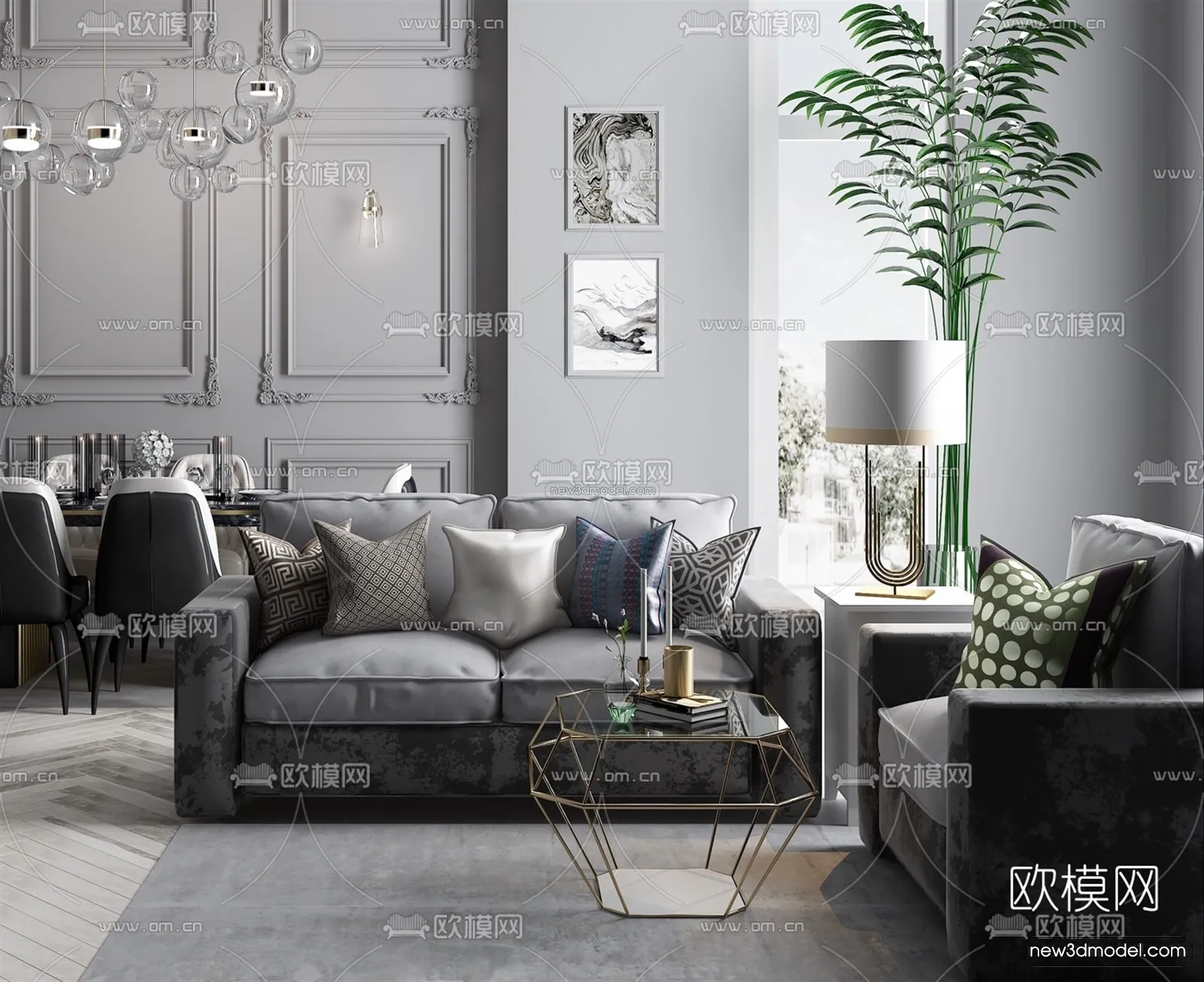 Nordic Style Interior 3D Blocks - Living Room 3D Model - 222