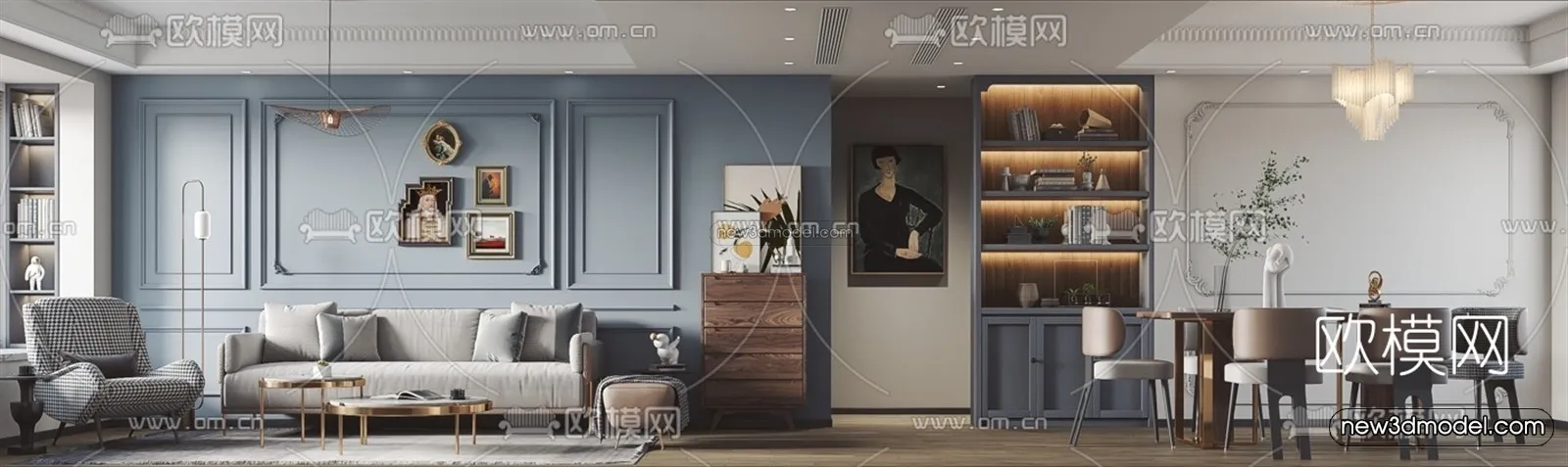 Nordic Style Interior 3D Blocks - Living Room 3D Model - 227