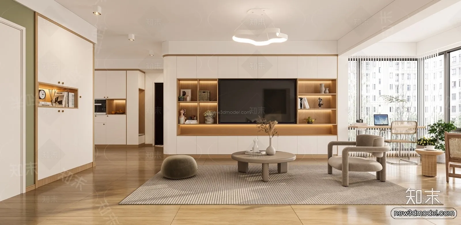 Nordic Style Interior 3D Blocks - Living Room 3D Model - 234