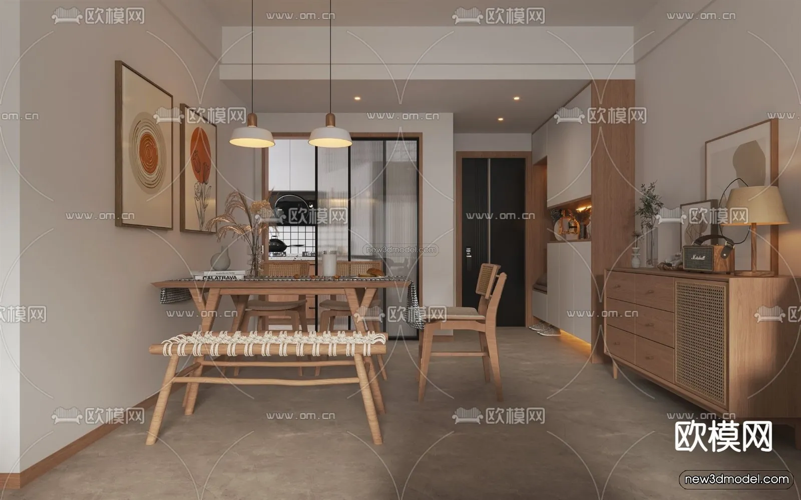 Nordic Style Interior 3D Blocks - Living Room 3D Model - 235