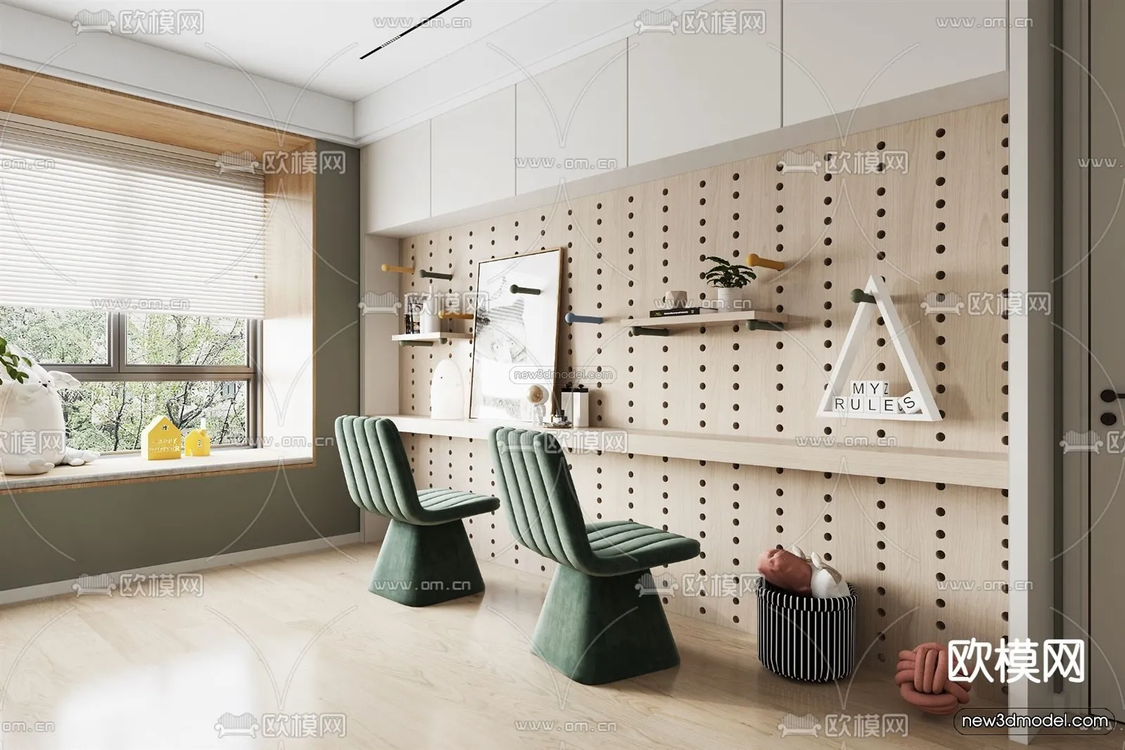 Nordic Style Interior 3D Blocks - Living Room 3D Model - 236