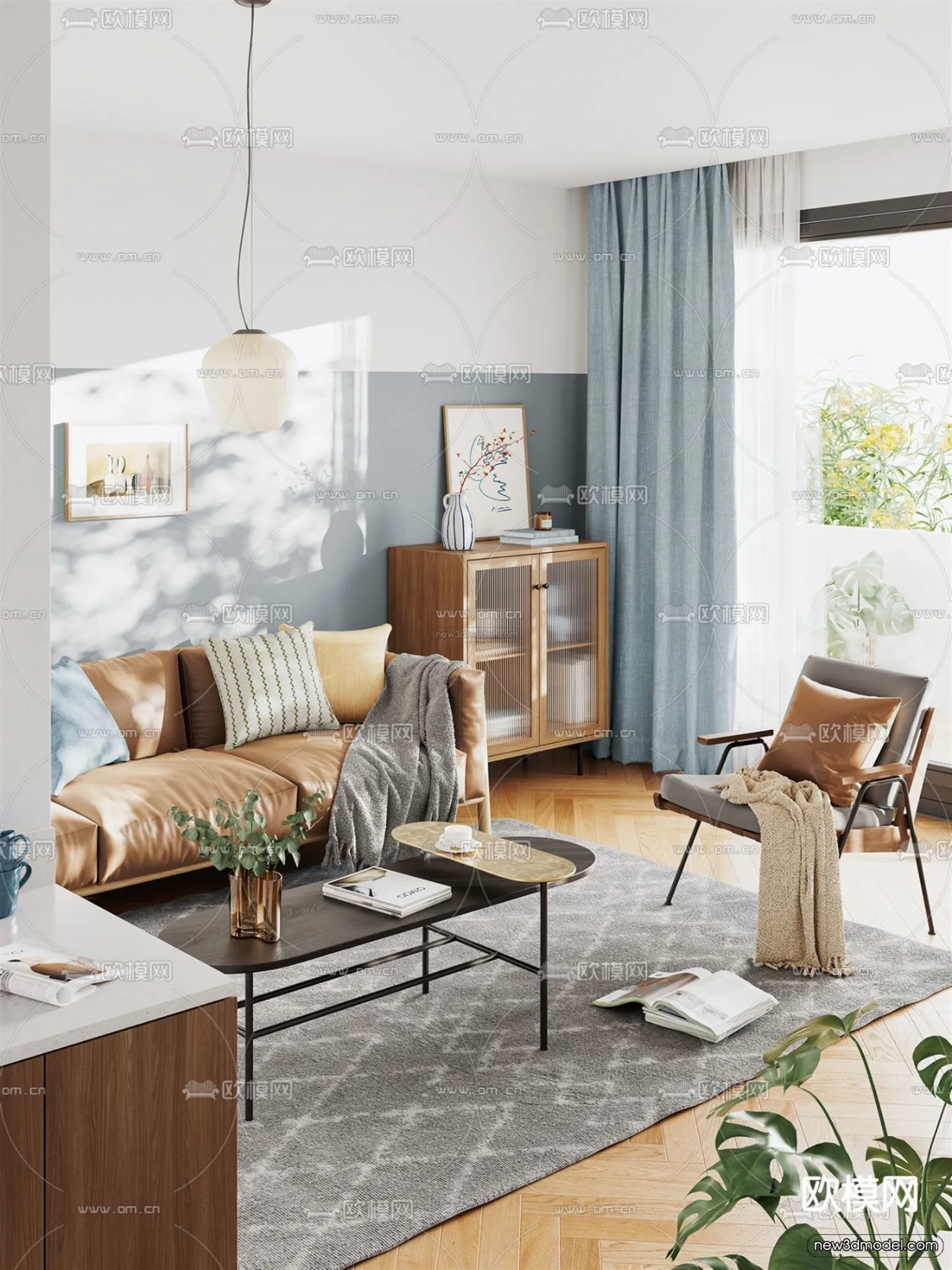 Nordic Style Interior 3D Blocks - Living Room 3D Model - 238