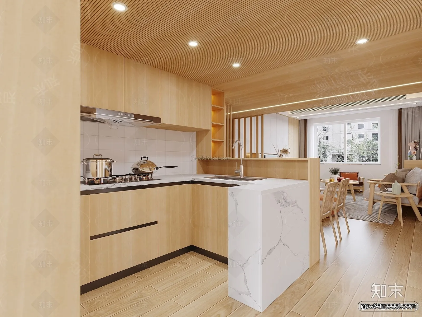 Nordic Style Interior 3D Blocks - Living Room 3D Model - 245