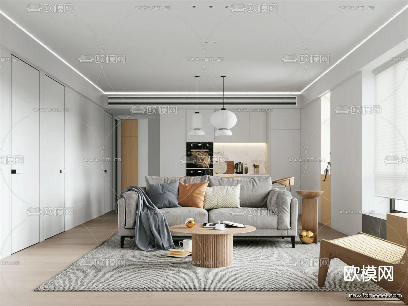 Nordic Style Interior 3D Blocks - Living Room 3D Model - 248