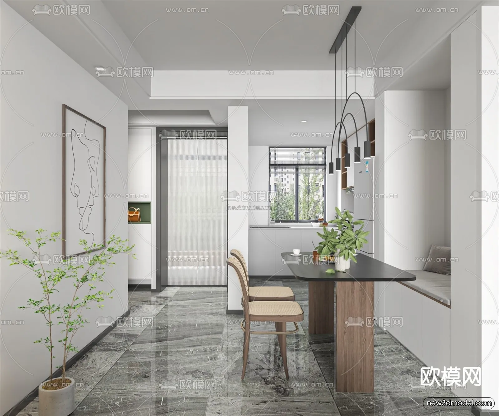 Nordic Style Interior 3D Blocks - Living Room 3D Model - 249