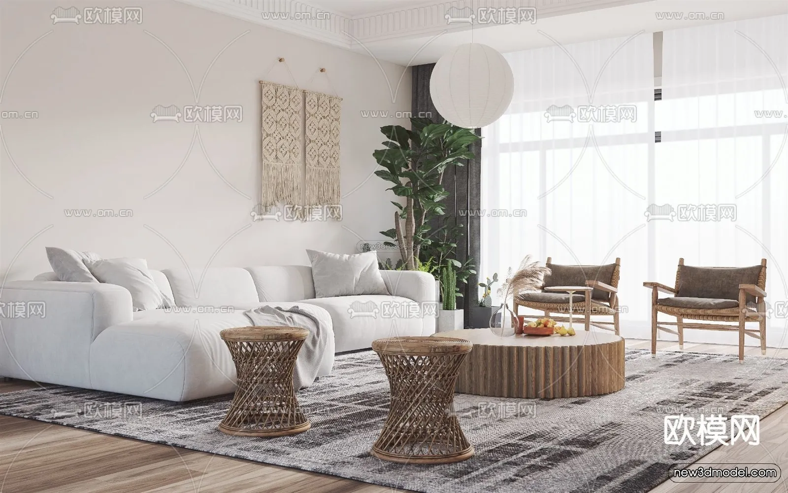 Nordic Style Interior 3D Blocks - Living Room 3D Model - 250