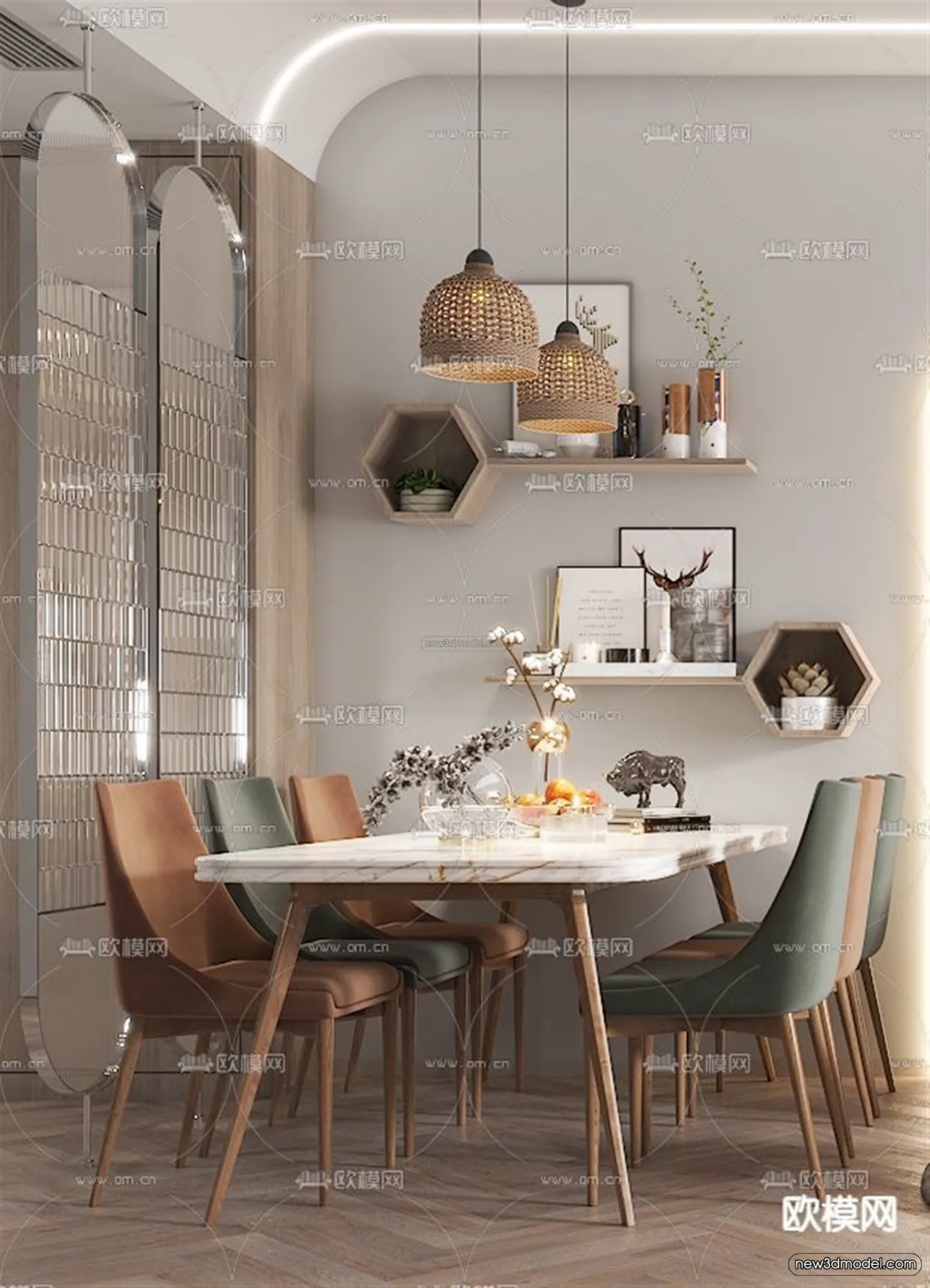 Nordic Style Interior 3D Blocks - Living Room 3D Model - 251