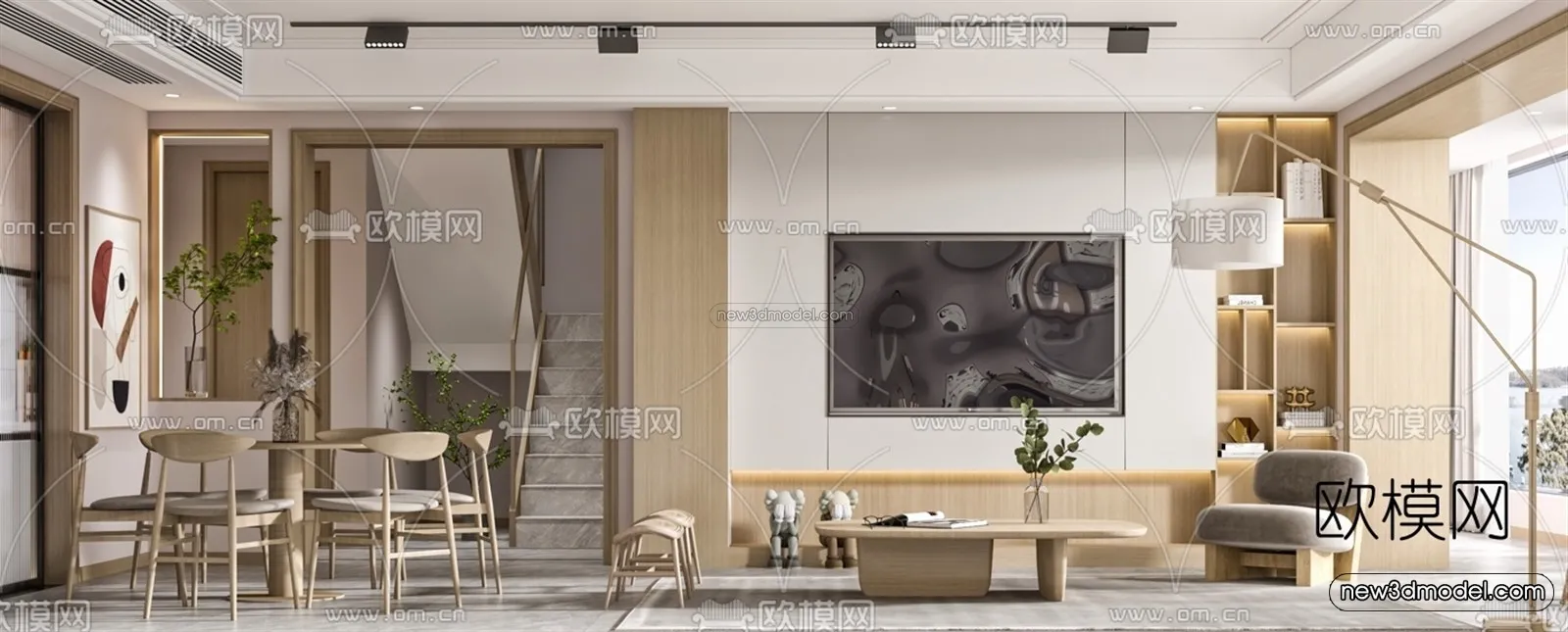 Nordic Style Interior 3D Blocks - Living Room 3D Model - 254