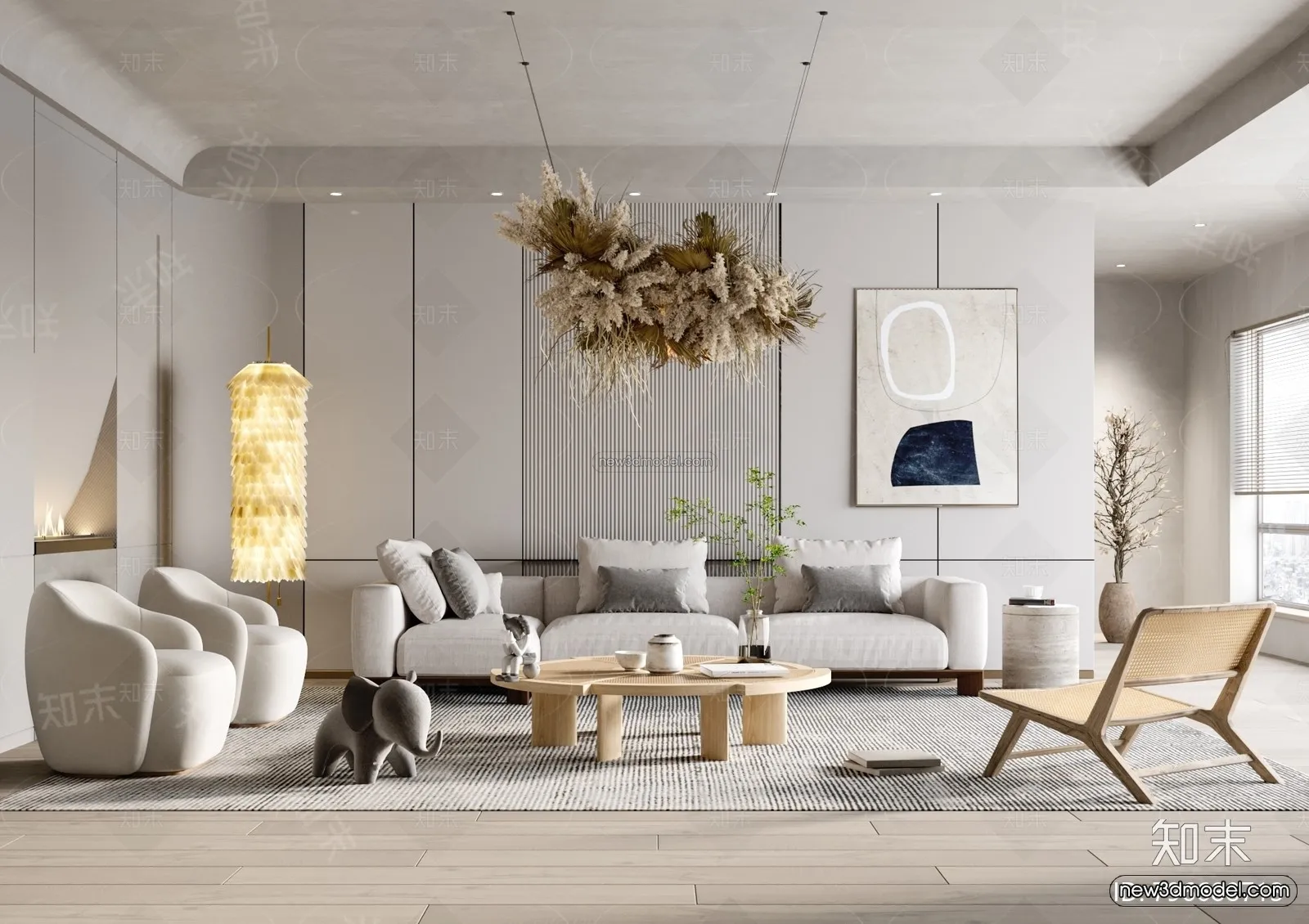 Nordic Style Interior 3D Blocks - Living Room 3D Model - 260