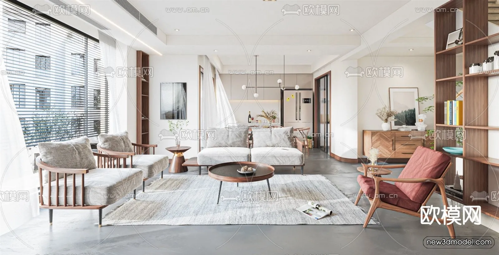 Nordic Style Interior 3D Blocks - Living Room 3D Model - 262