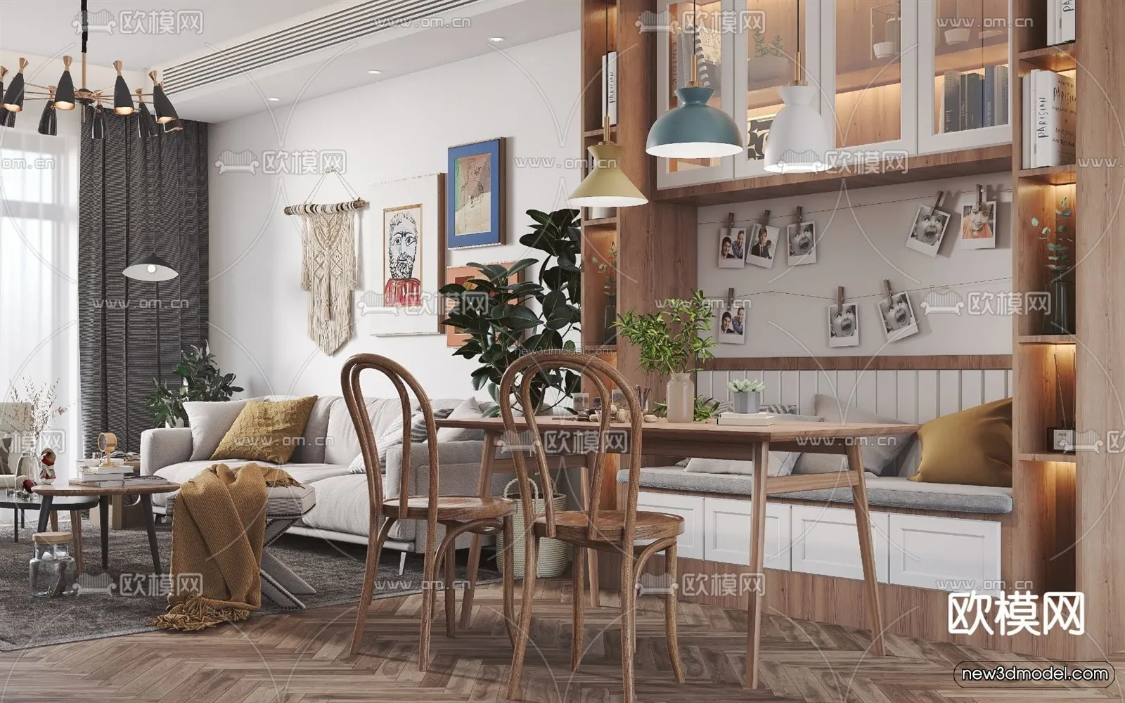 Nordic Style Interior 3D Blocks - Living Room 3D Model - 265