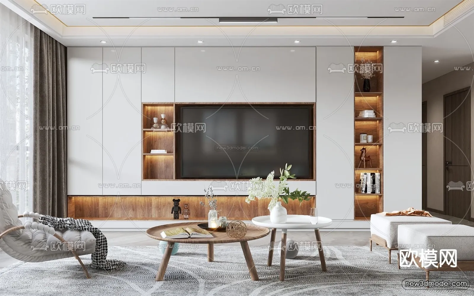 Nordic Style Interior 3D Blocks - Living Room 3D Model - 266