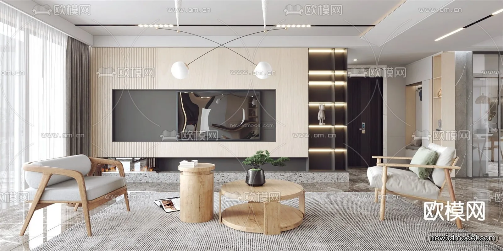 Nordic Style Interior 3D Blocks - Living Room 3D Model - 267