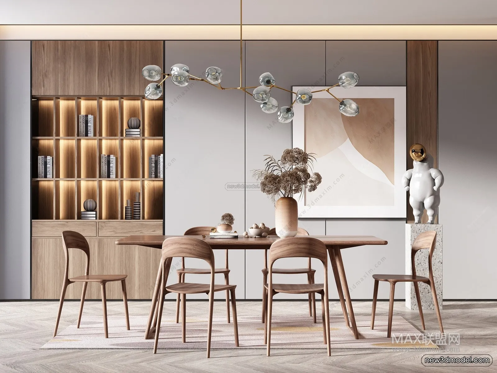 Nordic Style Interior 3D Blocks - Study Room 3D Model - 481