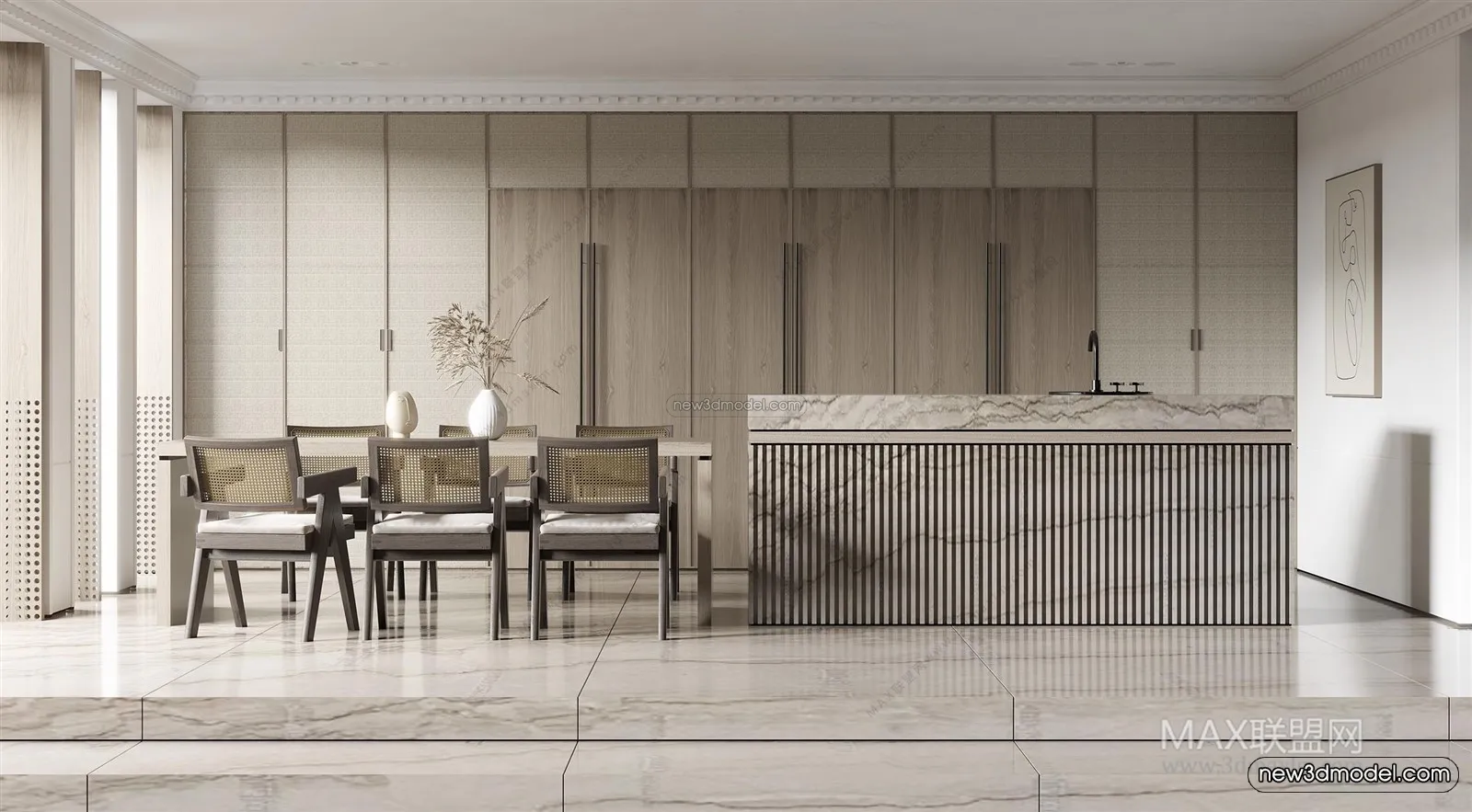 Nordic Style Interior 3D Blocks - Study Room 3D Model - 487