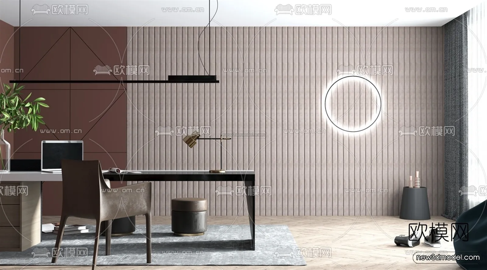 Nordic Style Interior 3D Blocks - Study Room 3D Model - 501