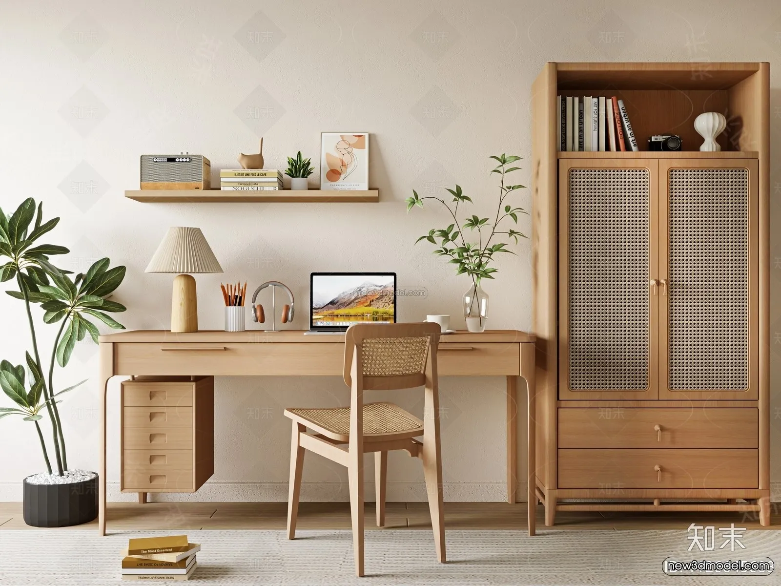 Nordic Style Interior 3D Blocks - Study Room 3D Model - 502