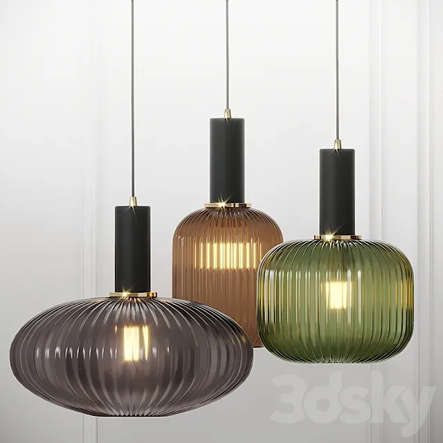 Nordic Style Ribbed Glass Mini 3D Model