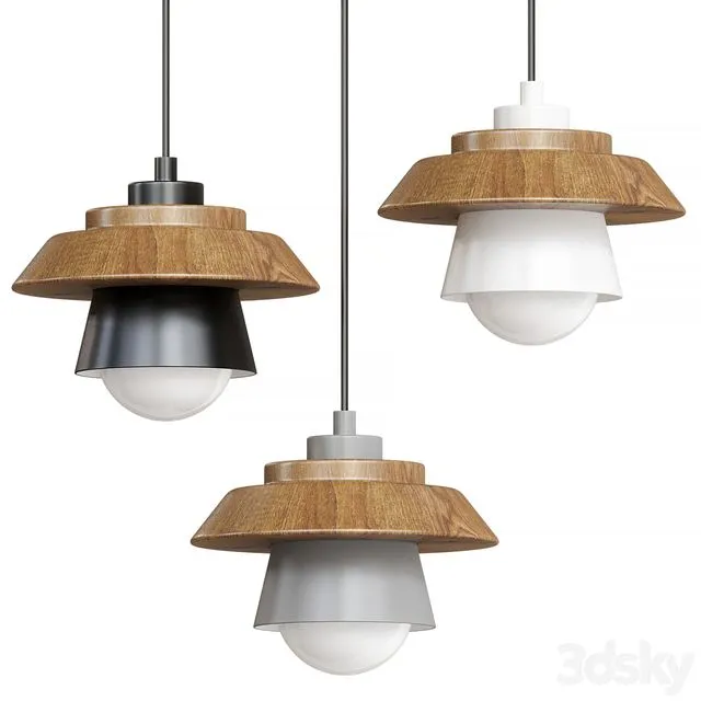 NORDIC WOOD HANGING PENDANT CEILING LIGHT 3D Model