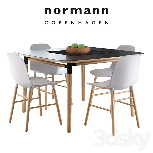 Normann Copenhagen Form Table and Chair 3D Model